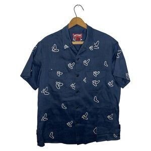 Al's Attire Handmade San Francisco Rockabilly 50s Camp Shirt Abstract Embroidery